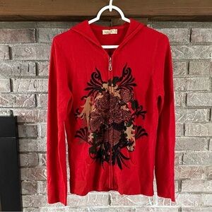 One World Women’s Red Zip Up Hoodie Size M